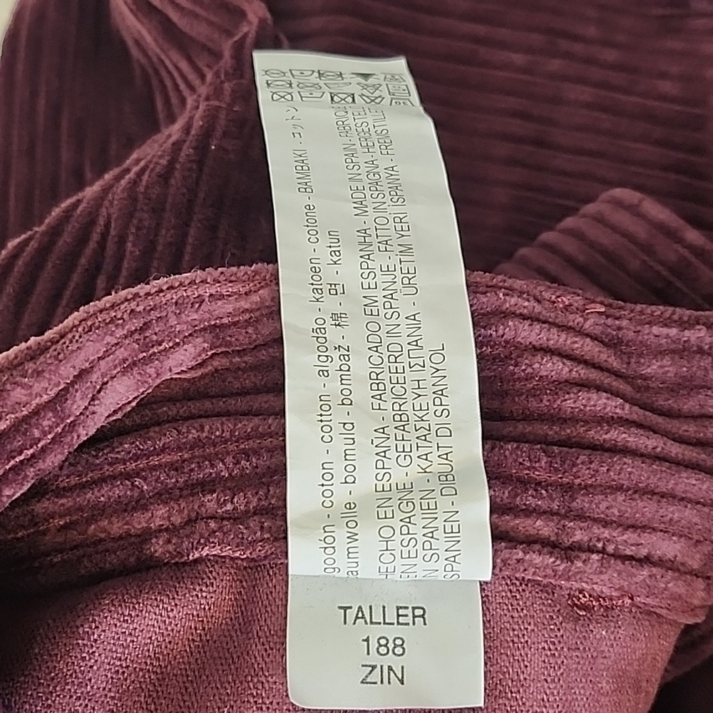 Zara Deep Purple Corduroy Straight Leg Pants Size Small - Picture 15 of 16